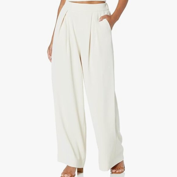 THE DROP Pants - (S) NEW The Drop Women's Crème Brulee Wide Leg Pant
